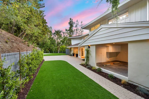 Outdoor area being covered with fake grass