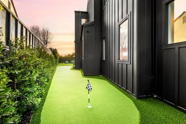 Home artificial golf turf installation